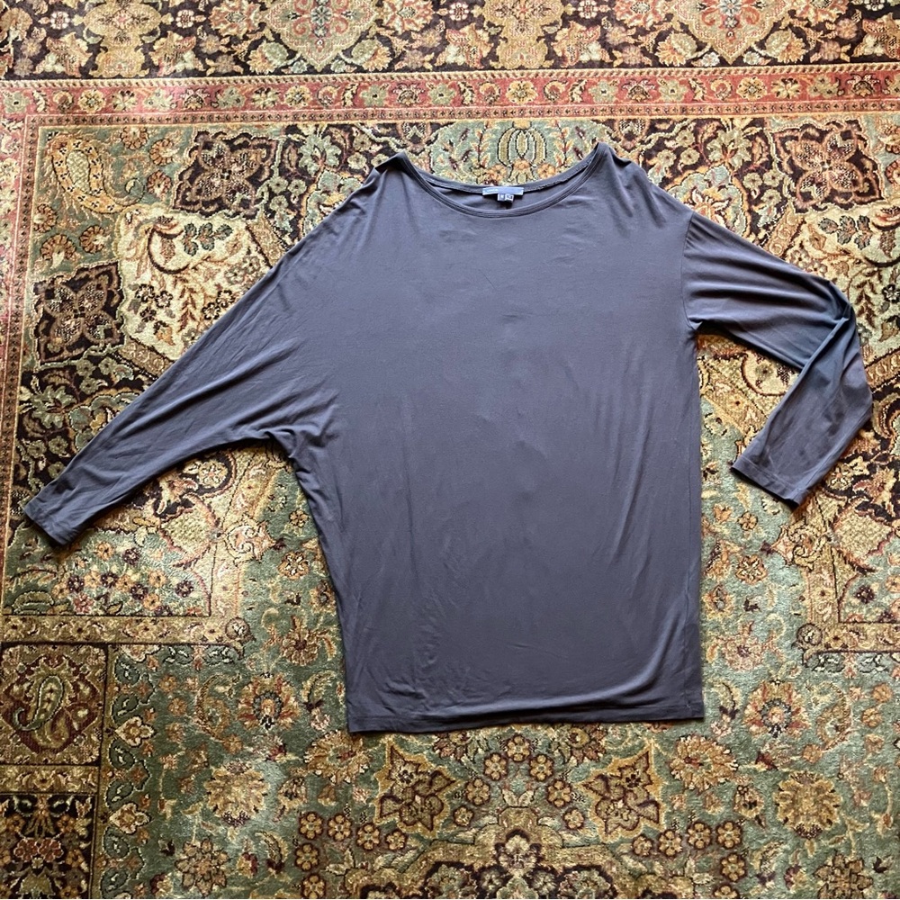 Vince Asymmetrical Charcoal 3/4 Sleeve Jersey Tee